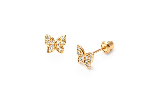 Beautiful Little Butterfly Baby/Children s Earrings, Screw ...