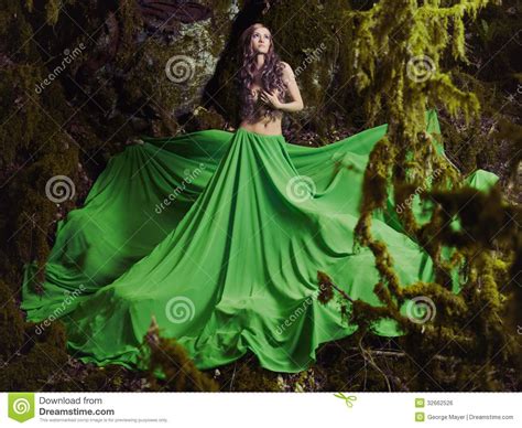 Beautiful Nymph In Fairy Forest Stock Photo   Image: 32662526