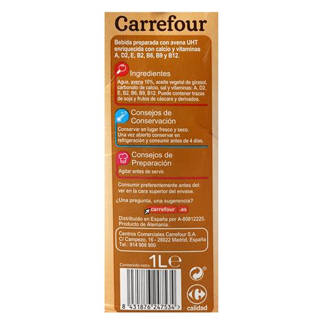 Bebida de avena Carrefour con calcio brik 1 l. Carrefour ...