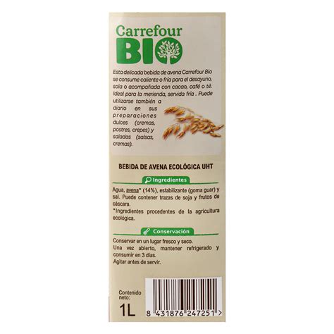 Bebida de avena ecológica Carrefour Bio brik 1 l ...