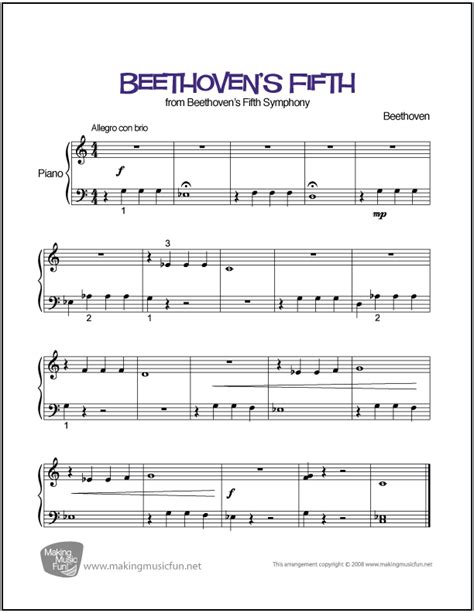 Beethoven s Fifth  Symphony No. 5 in C Minor  | Easy Piano ...