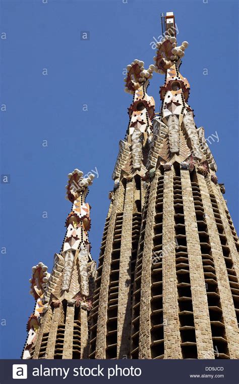 Bell towers of the Sagrada Familia church, by Gaudi ...
