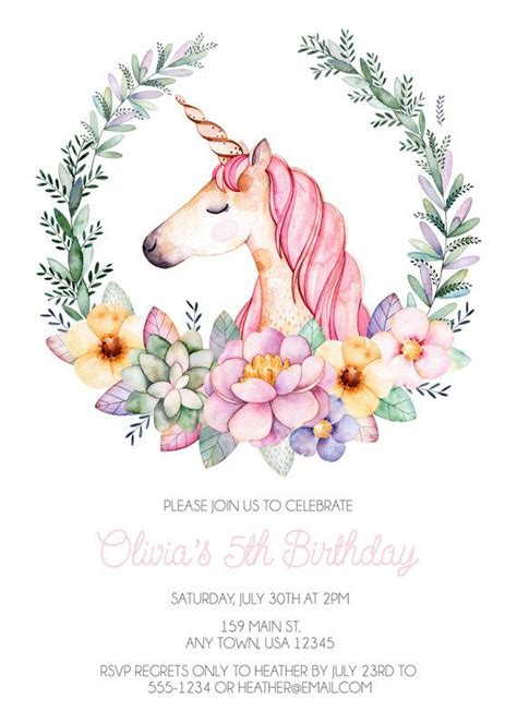 Best 25+ Unicorn invitations ideas on Pinterest | Unicorn ...