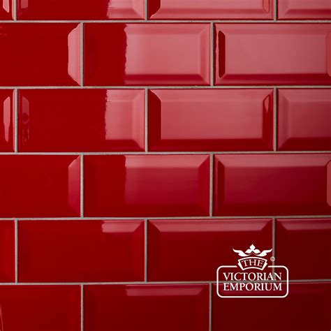 Bevel wall tiles 100x200mm red | Interior ceramic wall tiles