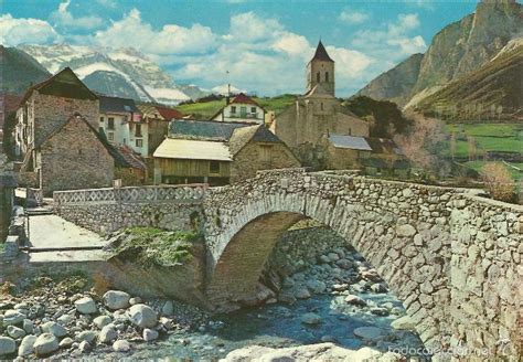 bielsa, huesca  aragón , puente románico y río   Comprar ...