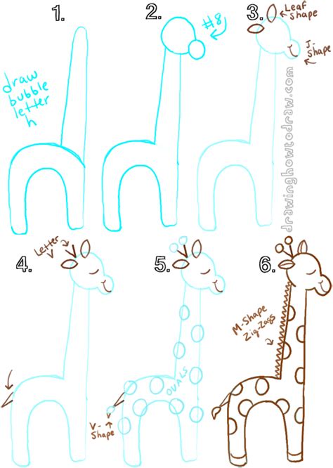 Big Guide to Drawing Cartoon Giraffes with Basic Shapes ...