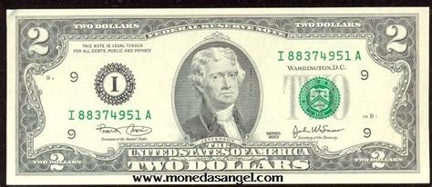 Billete De 2 Dolares De Estados Unidos De La Suerte   $ 85 ...