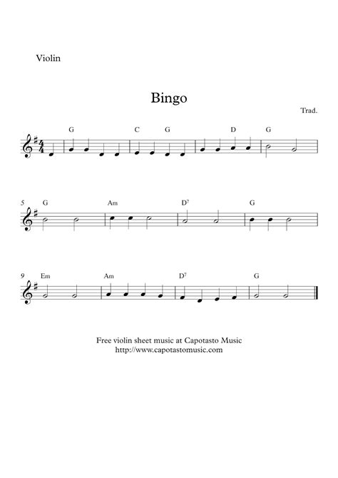 Bingo | Free easy violin sheet music