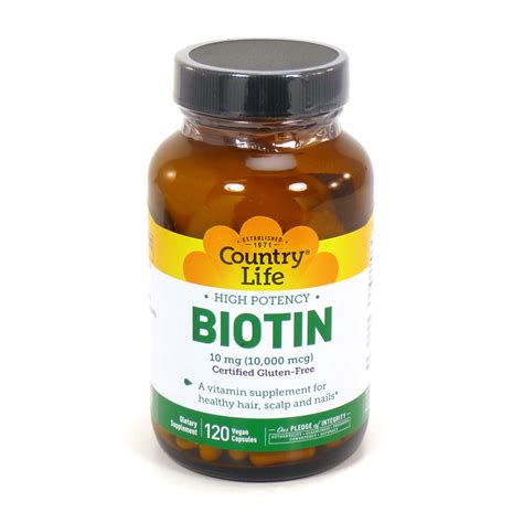Biotin 10 mg By Country Life   120 Vegetarian Capsules ...
