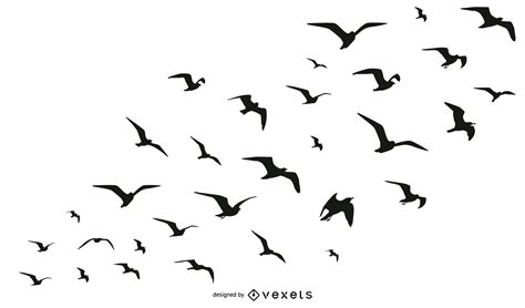 Birds flock silhouette collection   Vector download