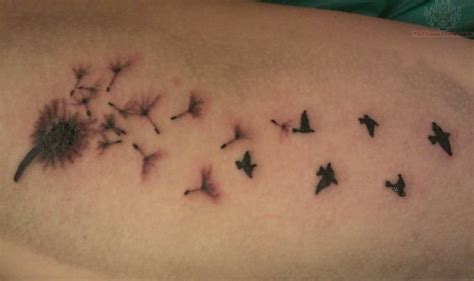 Birds Flying From Dandelion Tattoo Design | Tattooshunt.com