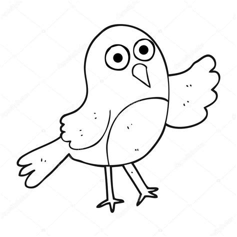 black and white cartoon bird — Stock Vector ...