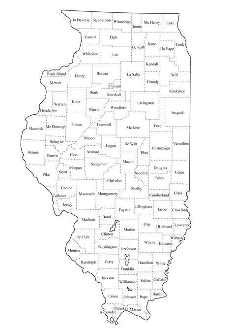 Black And White Printable Map Of Illinois Pictures to Pin ...