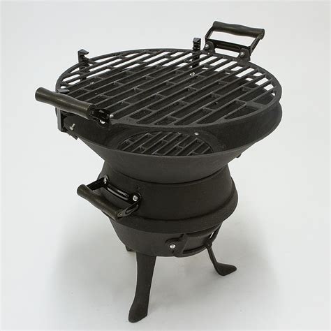 Black Portable Cast Iron Charcoal BBQ Grill Fire Pit ...