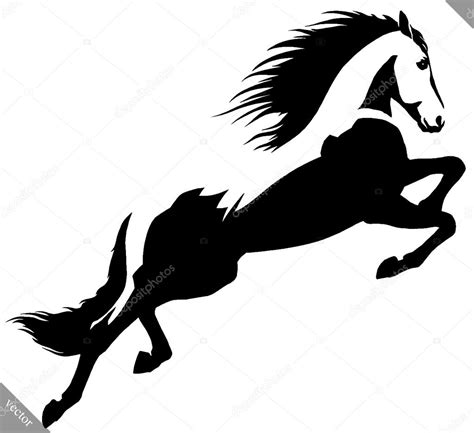 blanco y negro pintura lineal dibujar caballo ilustración ...