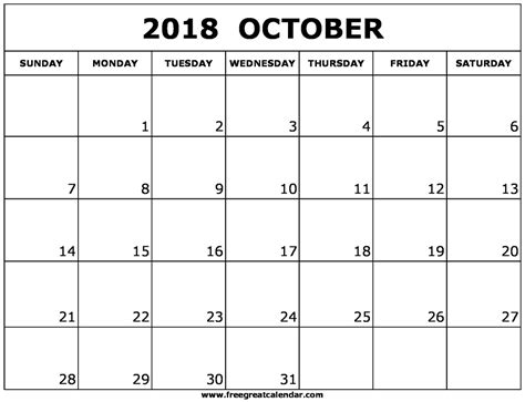 blank calendar oct 2018   Military.bralicious.co