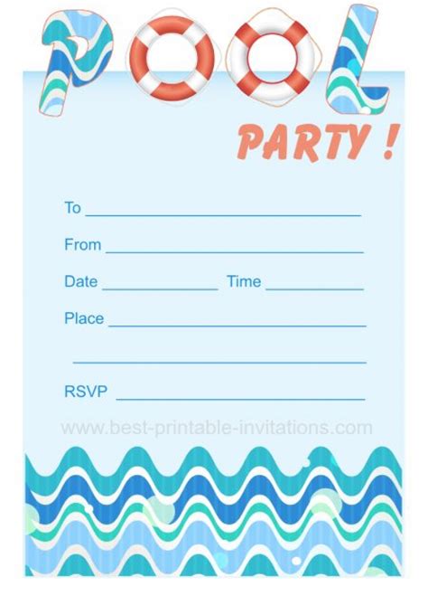 Blank Pool Party Ticket Invitation Template ...