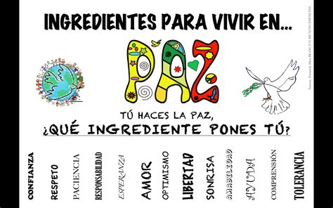 BLOG UN MUNDO ESPECIAL: Dia de Paz   Cartel Ingredientes ...