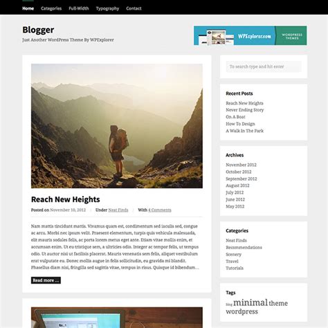 Blogger Free WordPress Theme   WPExplorer