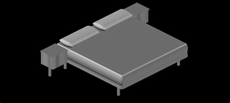 Bloques AutoCAD Gratis de cama doble en 3d  3 dimensiones ...