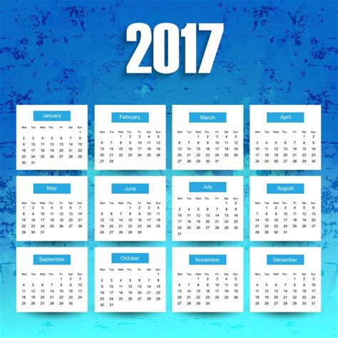 Blu 2017 calendario | Scaricare vettori gratis