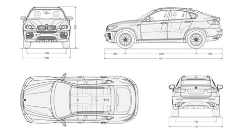 BMW X6 Blueprint   Download free blueprint for 3D modeling