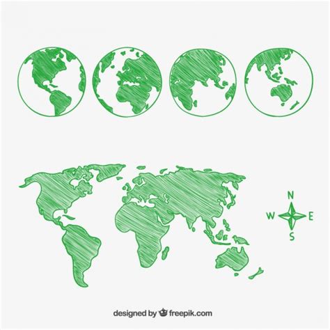 Bocetos de la bola del Mundo y continentes | Descargar ...