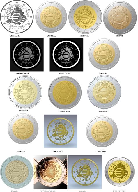 Bocetos de todas las monedas de 2 Euro conmemorativos ...