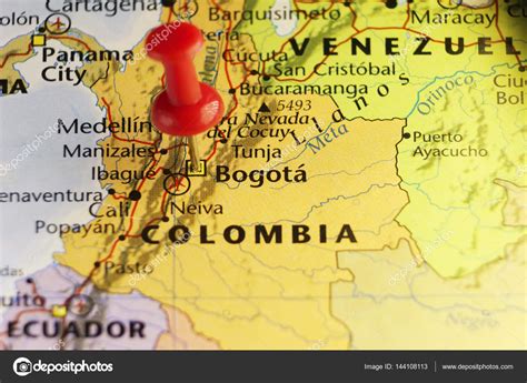 Bogota capital of Colombia, pinned map — Stock Photo ...