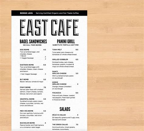 Bongo East Cafe Menu   yk | Design Ideas: Menu | Pinterest