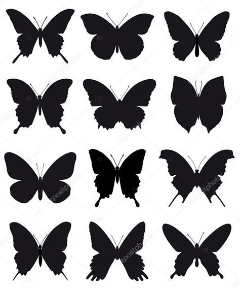 Bonitas siluetas de mariposas para adorno y diseño sobre ...