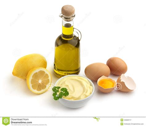 Bowl Of Mayonnaise And Ingredients Royalty Free Stock ...