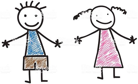 Boy And Girl Kids Drawing Stock Vector Art & More Images ...