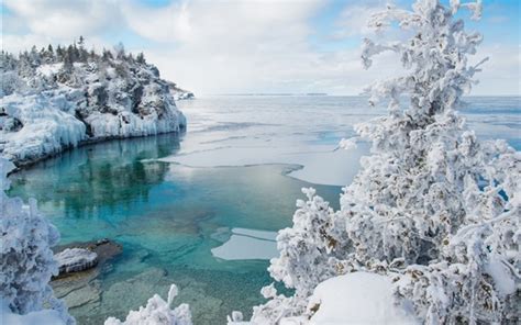 Bruce Peninsula Parque Nacional, Canadá, nieve, invierno ...
