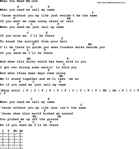 Bruce Springsteen song: When You Need Me, lyrics and chords