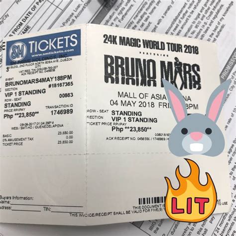 Bruno mars concert ticket for Day 2 VIP 1, Tickets ...