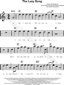Bruno Mars  The Lazy Song  Sheet Music for Beginners in C ...