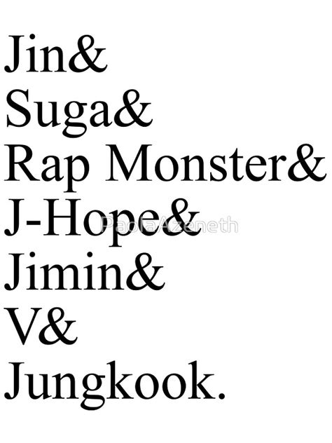 BTS Bangtan Boys Member Stage Names  Stickers by ...