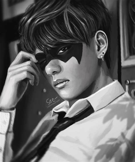 BTS Fan Art : V Taehyung Mask Monochrome [seonmuriya ...