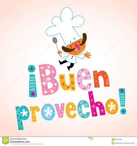 Buen Provecho Spanish Decorative Type With Chef Character ...