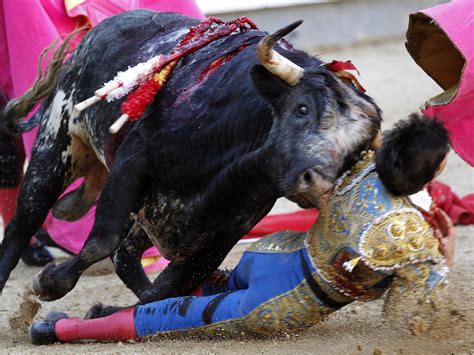 Bull gores matador through his throat, tongue and mouth ...