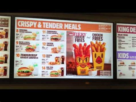 Burger King  Fiery  menu board   YouTube