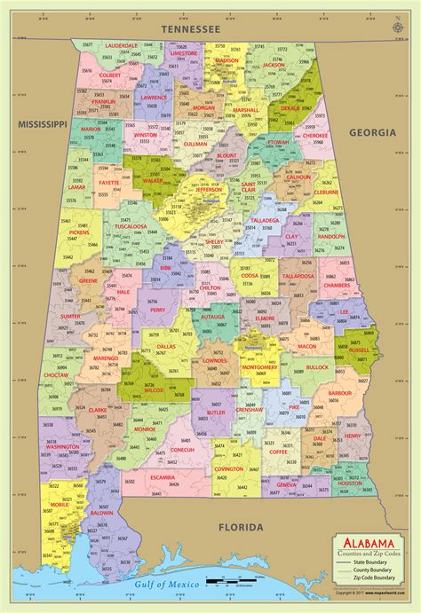 Buy Alabama Zip code with County Map