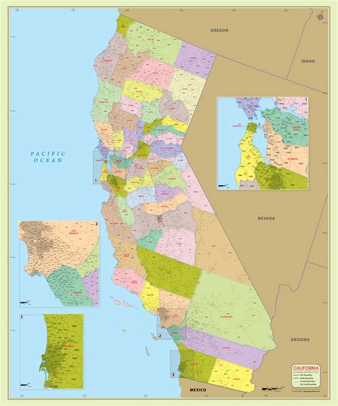 Buy California Zip Code Map With Counties