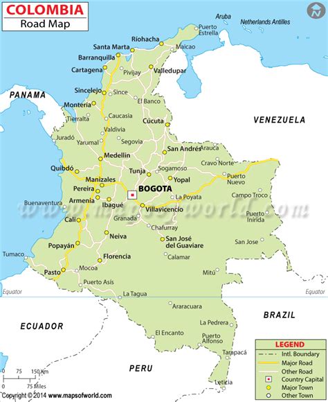 Buy Colombia Road Wall Map, Buy Road Map of Colombia