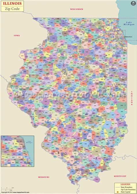 Buy Illinois Zip Code Map