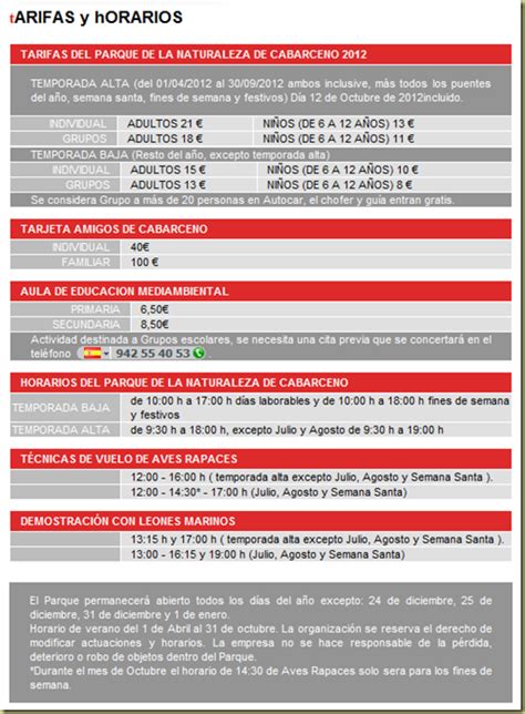 cabarceno precios, tarifas y horarios