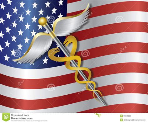 Caduceus Medical Symbol With USA Flag Background I Stock ...
