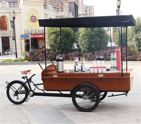 Café de madera push carros calle tienda móvil de la bici ...