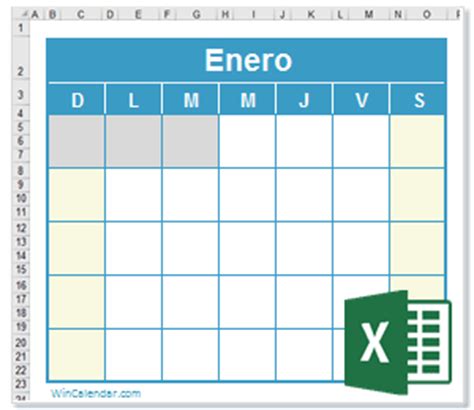 Caledario Excel 2018 Gratis Calendario XLS En Blanco ...